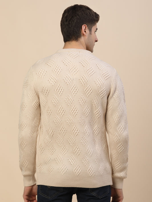 Sweater for Men | Winter Wear Acrylic Fabric Pull-On Closure Round Neck Regular Fit Self Design Pattern