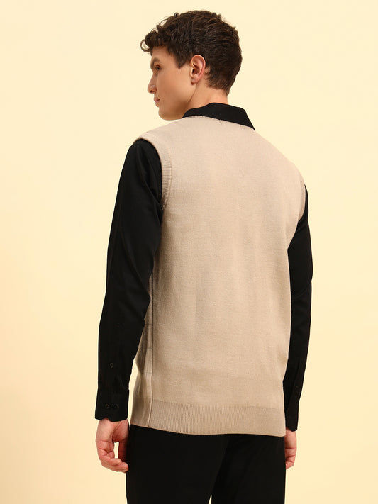 Sweater for Men | Winter Wear Acrylic Fabric Pull-On Closure V-Neck Regular Fit Checkered Pattern