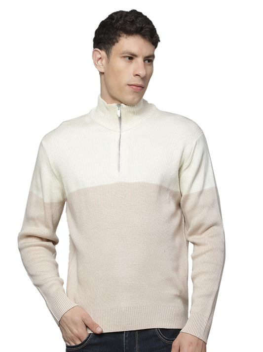 Sweater for Men | Winter Wear Acrylic Fabric Half Zipper Closure Mandarin Collar