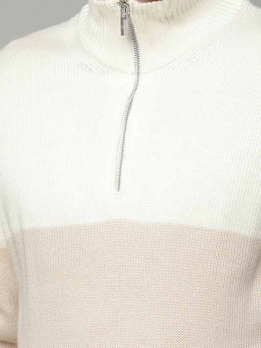 Sweater for Men | Winter Wear Acrylic Fabric Half Zipper Closure Mandarin Collar