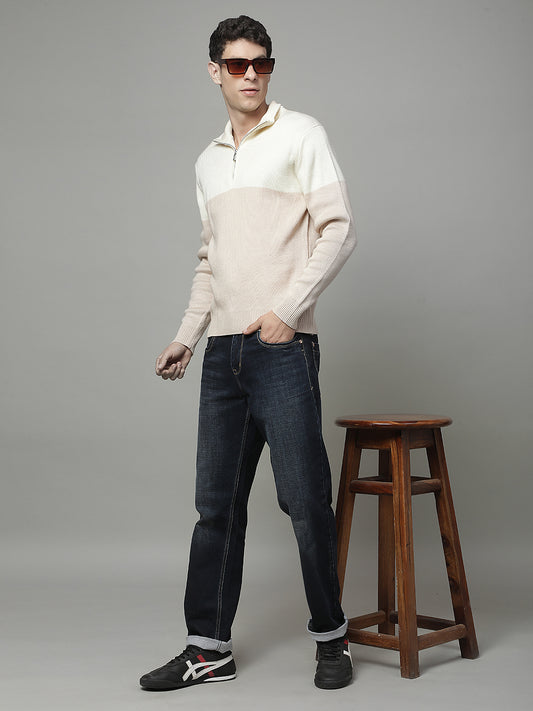 Sweater for Men | Winter Wear Acrylic Fabric Half Zipper Closure Mandarin Collar