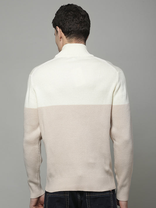 Sweater for Men | Winter Wear Acrylic Fabric Half Zipper Closure Mandarin Collar