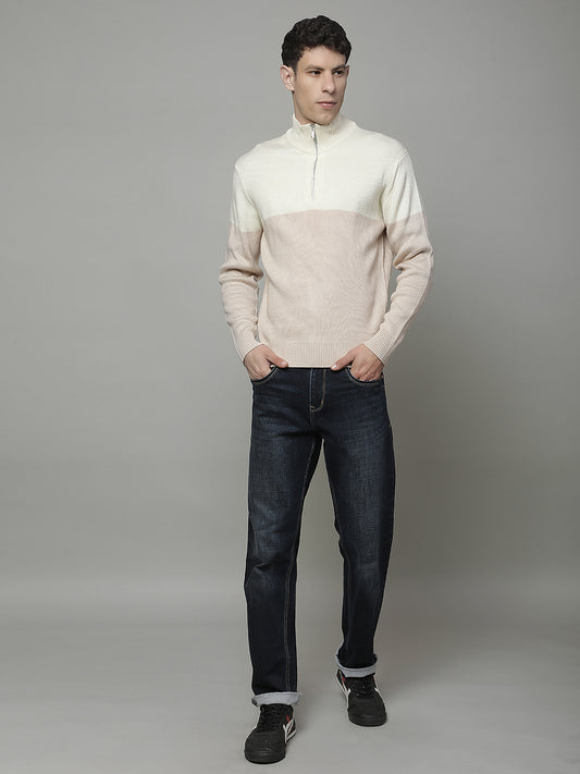 Sweater for Men | Winter Wear Acrylic Fabric Half Zipper Closure Mandarin Collar