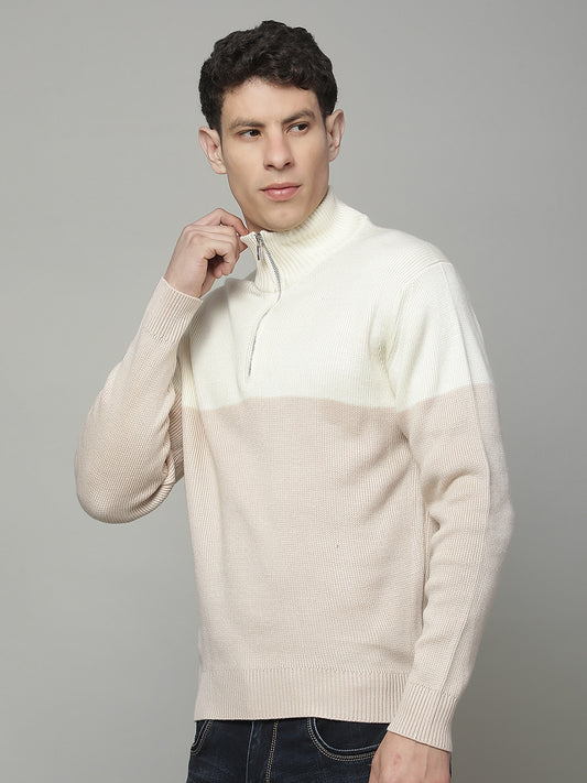 Sweater for Men | Winter Wear Acrylic Fabric Half Zipper Closure Mandarin Collar