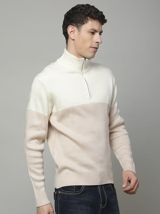 Sweater for Men | Winter Wear Acrylic Fabric Half Zipper Closure Mandarin Collar