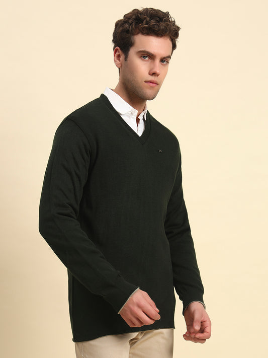 Sweater for Men | Winter Wear Acrylic Fabric Pull-On Closure V-Neck Regular Fit Solid Pattern