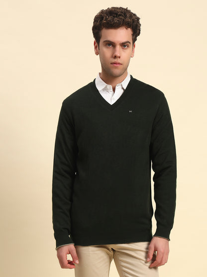 Sweater for Men | Winter Wear Acrylic Fabric Pull-On Closure V-Neck Regular Fit Solid Pattern