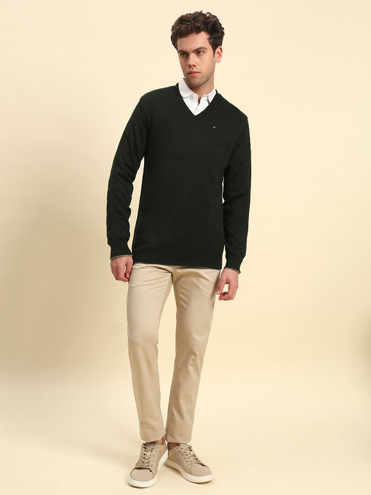 Sweater for Men | Winter Wear Acrylic Fabric Pull-On Closure V-Neck Regular Fit Solid Pattern