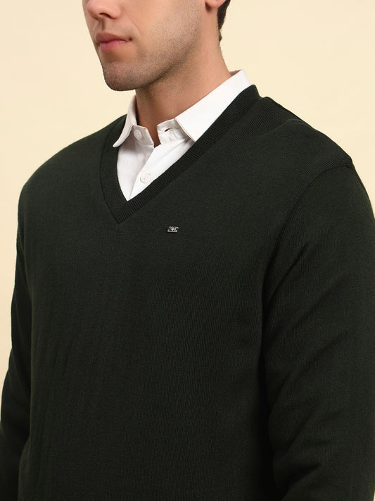Sweater for Men | Winter Wear Acrylic Fabric Pull-On Closure V-Neck Regular Fit Solid Pattern