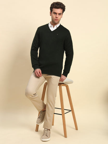 Sweater for Men | Winter Wear Acrylic Fabric Pull-On Closure V-Neck Regular Fit Solid Pattern