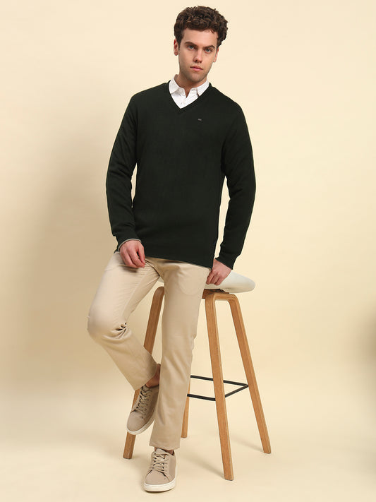 Sweater for Men | Winter Wear Acrylic Fabric Pull-On Closure V-Neck Regular Fit Solid Pattern