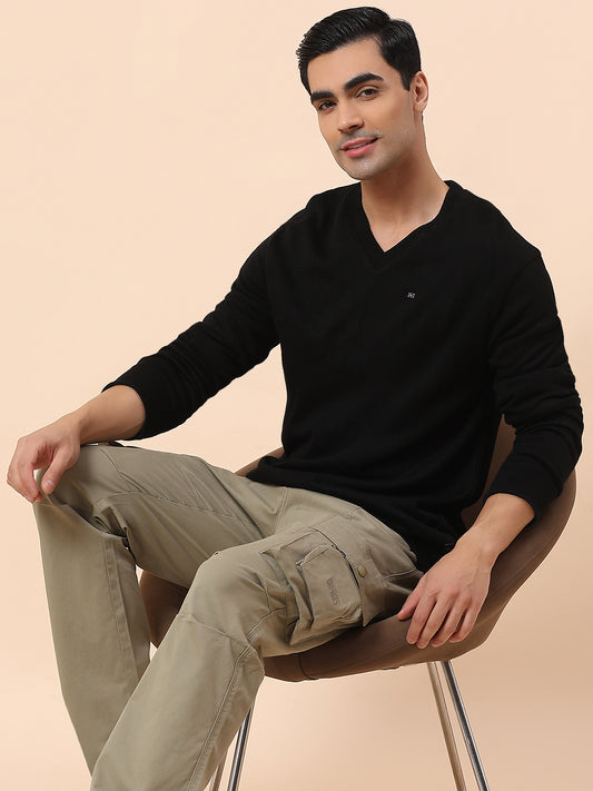 Sweater for Men | Winter Wear Acrylic Fabric Pull-On Closure V-Neck Regular Fit Solid Pattern