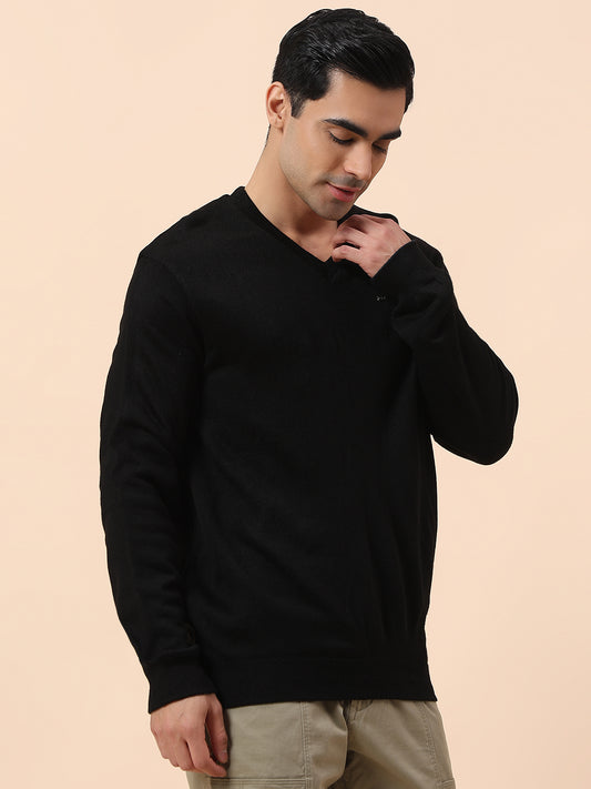 Sweater for Men | Winter Wear Acrylic Fabric Pull-On Closure V-Neck Regular Fit Solid Pattern