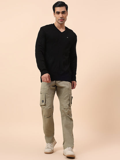 Sweater for Men | Winter Wear Acrylic Fabric Pull-On Closure V-Neck Regular Fit Solid Pattern