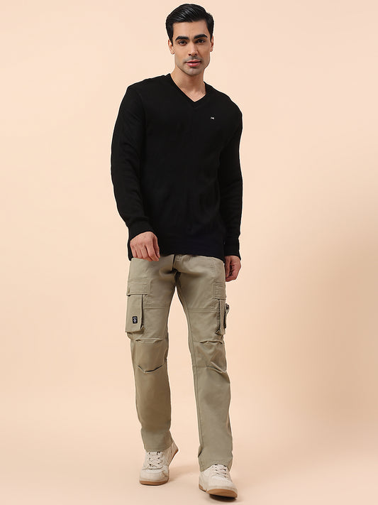 Sweater for Men | Winter Wear Acrylic Fabric Pull-On Closure V-Neck Regular Fit Solid Pattern