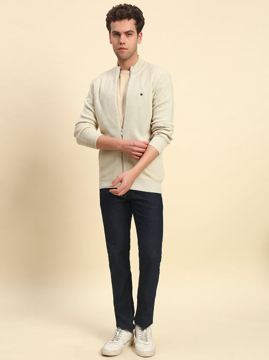 Sweater for Men | Winter Wear Acrylic Fabric Zipper Closure Mock Neck Regular Fit Solid Pattern