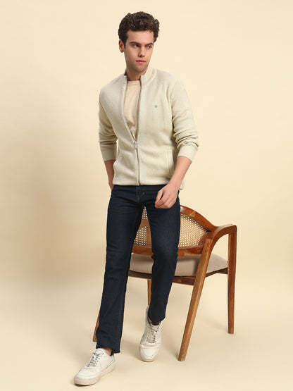 Sweater for Men | Winter Wear Acrylic Fabric Zipper Closure Mock Neck Regular Fit Solid Pattern