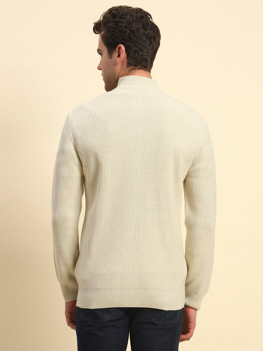 Sweater for Men | Winter Wear Acrylic Fabric Zipper Closure Mock Neck Regular Fit Solid Pattern