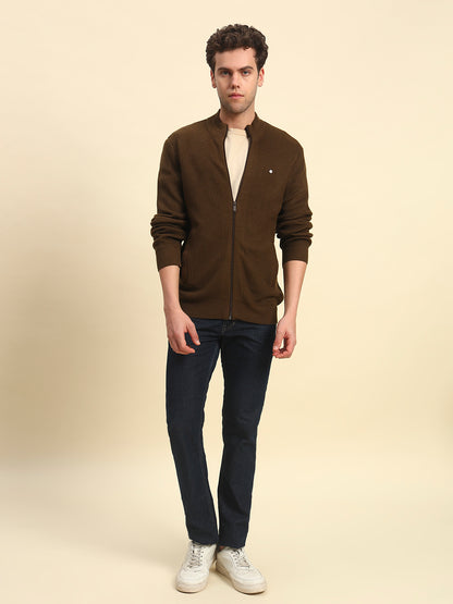 Sweater for Men | Winter Wear Acrylic Fabric Zipper Closure Mock Neck Regular Fit Solid Pattern