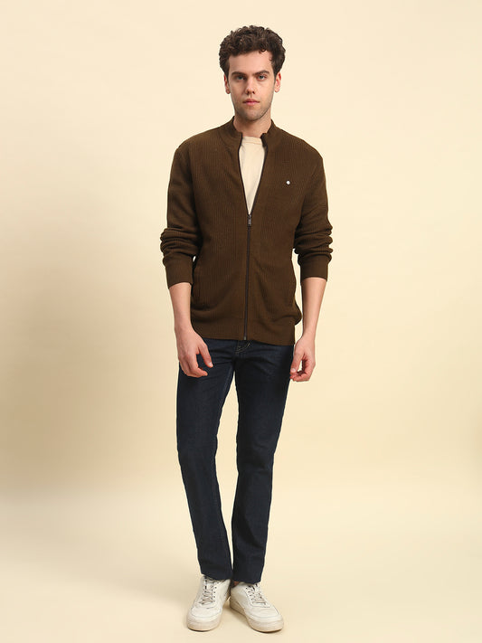 Sweater for Men | Winter Wear Acrylic Fabric Zipper Closure Mock Neck Regular Fit Solid Pattern