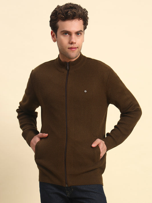 Sweater for Men | Winter Wear Acrylic Fabric Zipper Closure Mock Neck Regular Fit Solid Pattern