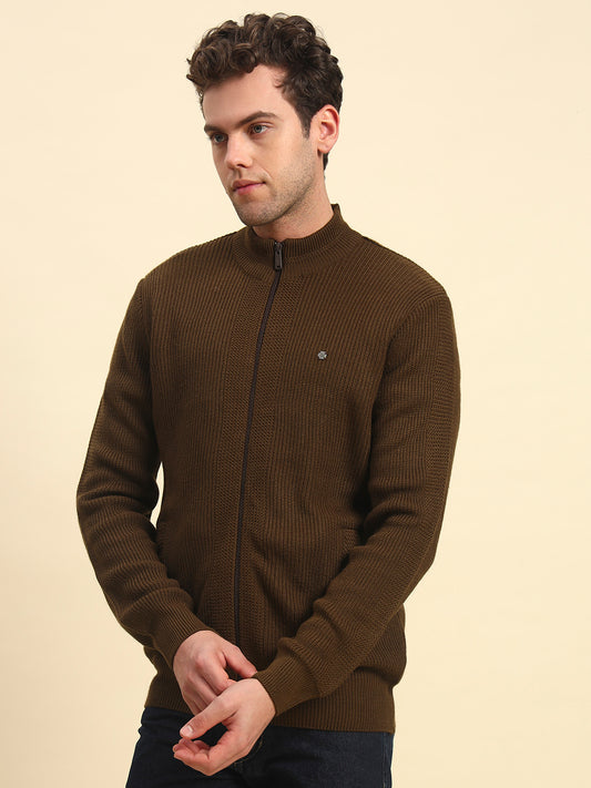 Sweater for Men | Winter Wear Acrylic Fabric Zipper Closure Mock Neck Regular Fit Solid Pattern