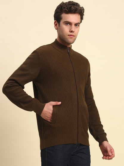 Sweater for Men | Winter Wear Acrylic Fabric Zipper Closure Mock Neck Regular Fit Solid Pattern