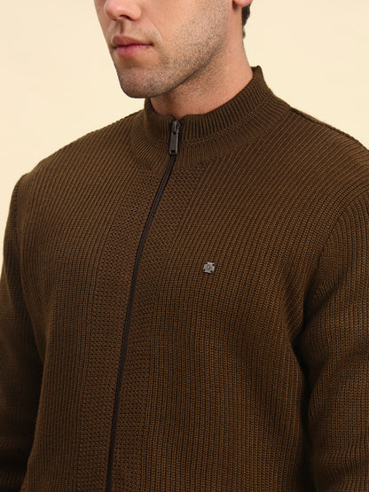 Sweater for Men | Winter Wear Acrylic Fabric Zipper Closure Mock Neck Regular Fit Solid Pattern