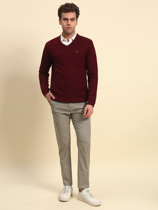 Sweater for Men | Winter Wear Acrylic Fabric Pull-On Closure V-Neck Regular Fit Solid Pattern