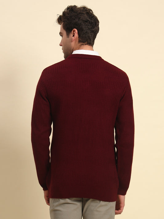 Sweater for Men | Winter Wear Acrylic Fabric Pull-On Closure V-Neck Regular Fit Solid Pattern