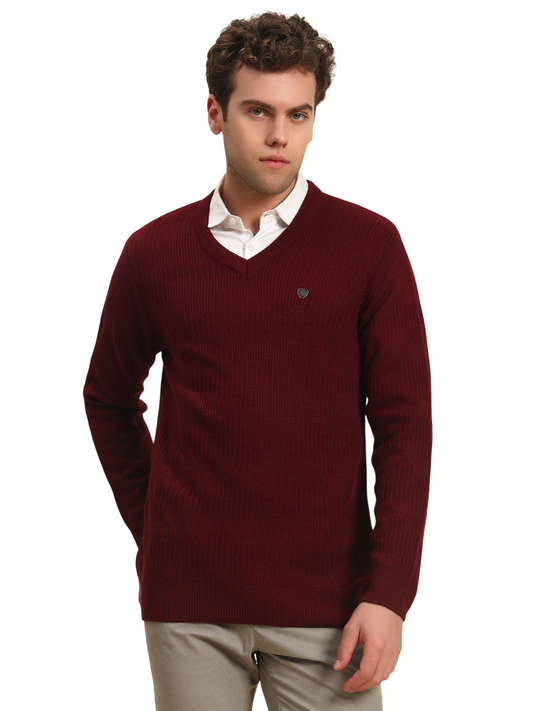 Sweater for Men | Winter Wear Acrylic Fabric Pull-On Closure V-Neck Regular Fit Solid Pattern