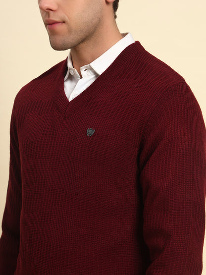Sweater for Men | Winter Wear Acrylic Fabric Pull-On Closure V-Neck Regular Fit Solid Pattern