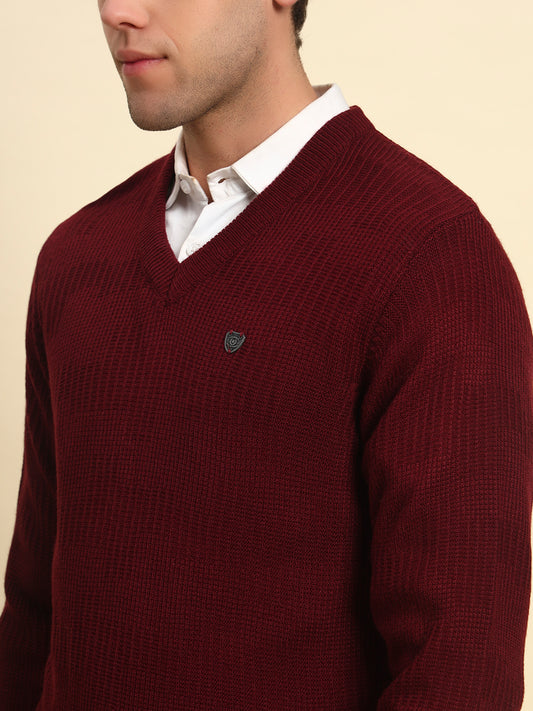 Sweater for Men | Winter Wear Acrylic Fabric Pull-On Closure V-Neck Regular Fit Solid Pattern