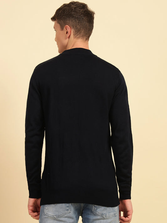 Sweater for Men | Winter Wear Acrylic Fabric Pull-On Closure Mock Neck Regular Fit Striped Pattern