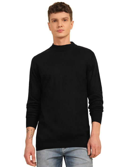 Sweater for Men | Winter Wear Acrylic Fabric Pull-On Closure Mock Neck Regular Fit Striped Pattern