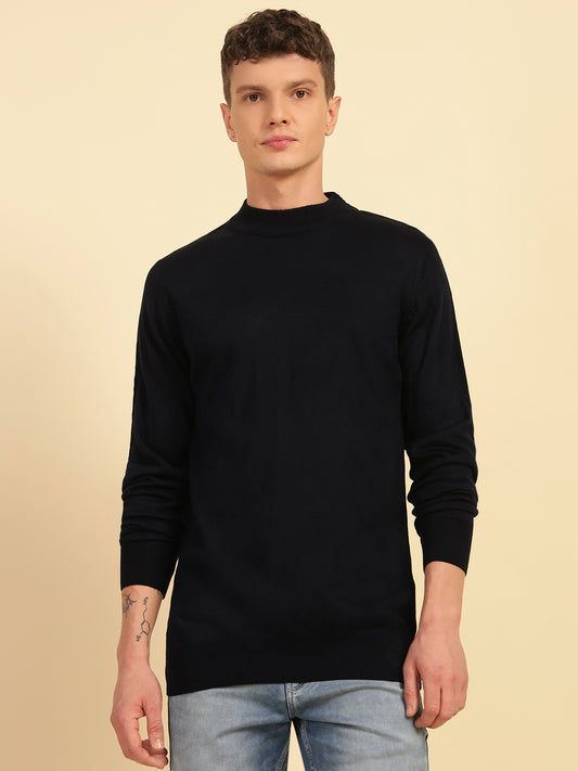Sweater for Men | Winter Wear Acrylic Fabric Pull-On Closure Mock Neck Regular Fit Striped Pattern