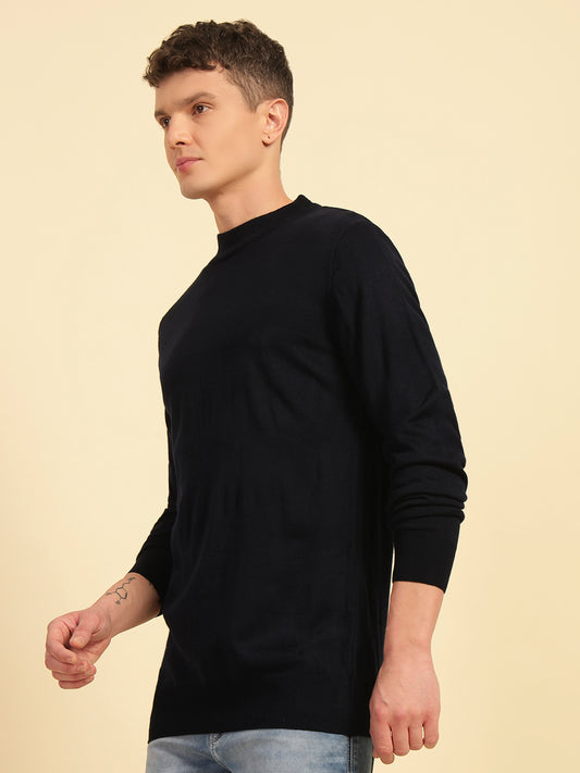 Sweater for Men | Winter Wear Acrylic Fabric Pull-On Closure Mock Neck Regular Fit Striped Pattern