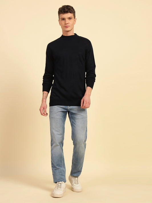 Sweater for Men | Winter Wear Acrylic Fabric Pull-On Closure Mock Neck Regular Fit Striped Pattern