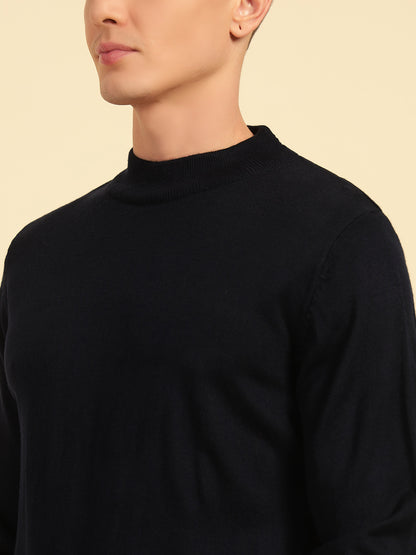 Sweater for Men | Winter Wear Acrylic Fabric Pull-On Closure Mock Neck Regular Fit Striped Pattern