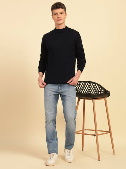 Sweater for Men | Winter Wear Acrylic Fabric Pull-On Closure Mock Neck Regular Fit Striped Pattern