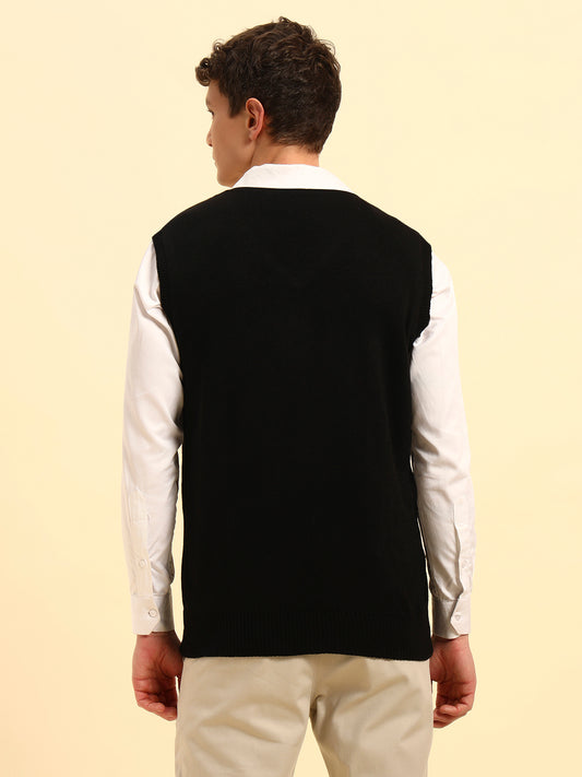 Sweater for Men | Winter Wear Acrylic Fabric Pull-On Closure V-Neck Regular Fit Solid Pattern