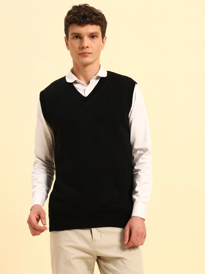 Sweater for Men | Winter Wear Acrylic Fabric Pull-On Closure V-Neck Regular Fit Solid Pattern