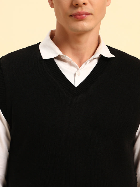 Sweater for Men | Winter Wear Acrylic Fabric Pull-On Closure V-Neck Regular Fit Solid Pattern