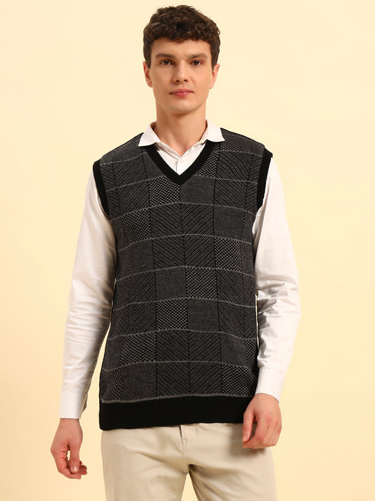 Sweater for Men | Winter Wear Acrylic Fabric Pull-On Closure V-Neck Regular Fit Solid Pattern