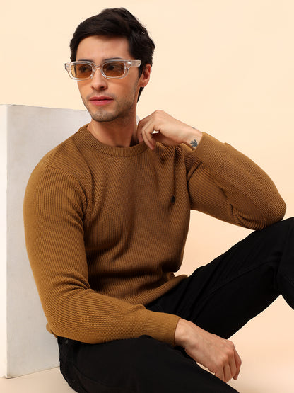 Sweater for Men | Winter Wear Acrylic Fabric Pull-On Closure Round Neck Regular Fit Self Design Pattern