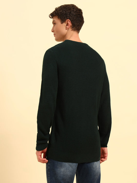 Sweater for Men | Winter Wear Acrylic Fabric Pull-On Closure Round Neck Regular Fit Self Design Pattern
