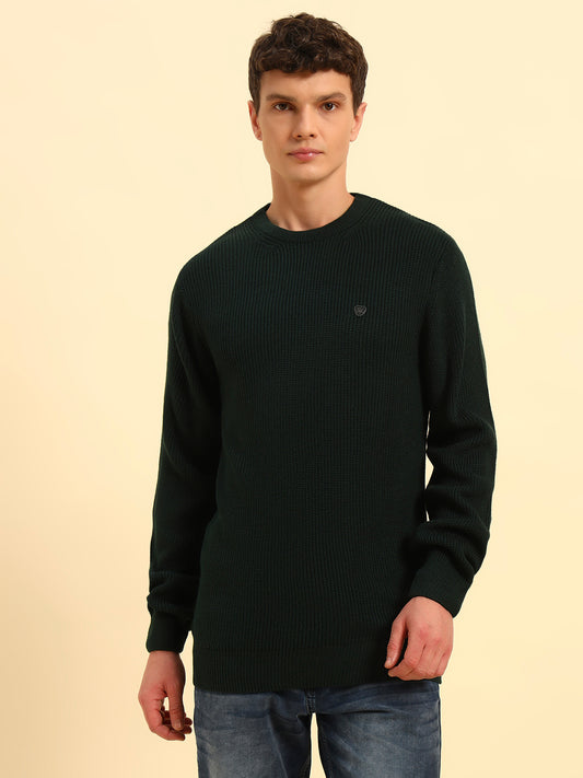 Sweater for Men | Winter Wear Acrylic Fabric Pull-On Closure Round Neck Regular Fit Self Design Pattern