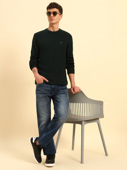 Sweater for Men | Winter Wear Acrylic Fabric Pull-On Closure Round Neck Regular Fit Self Design Pattern