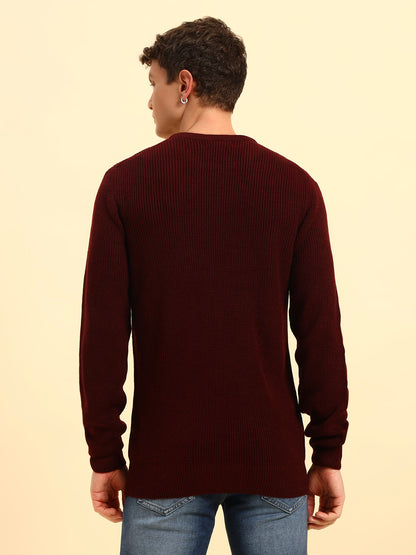 Sweater for Men | Winter Wear Acrylic Fabric Pull-On Closure Round Neck Regular Fit Self Design Pattern
