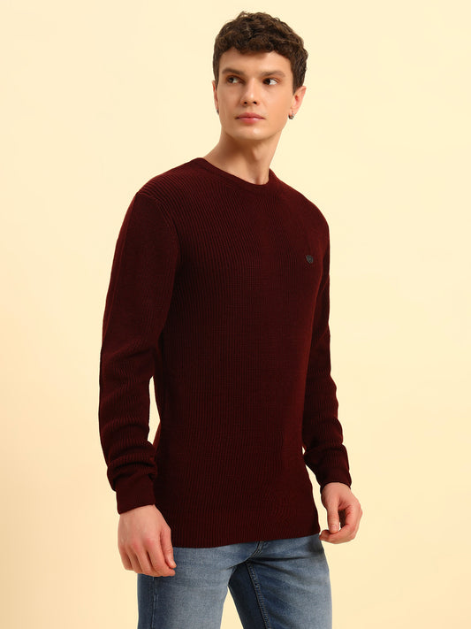Sweater for Men | Winter Wear Acrylic Fabric Pull-On Closure Round Neck Regular Fit Self Design Pattern